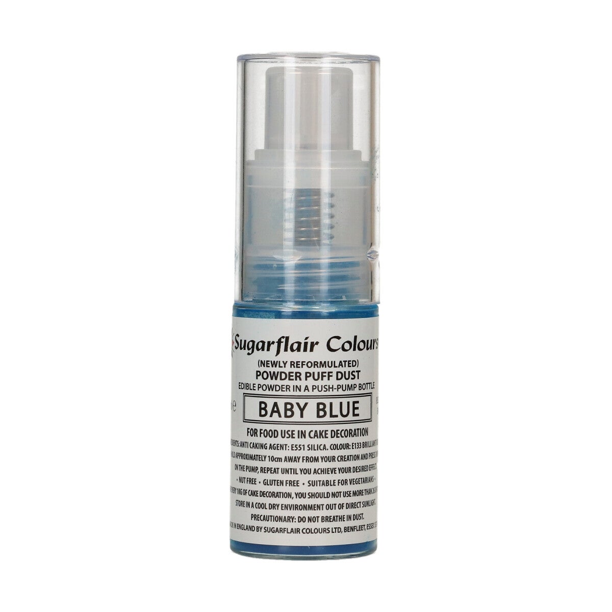 Sugarflair Pump Spray Powder Puff Dust - Baby Blue - 10g