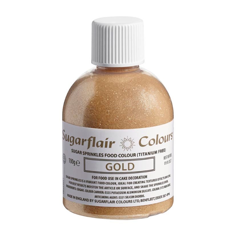 Sugarflair Sugar Sprinkles -Gold- E171 Free 100g