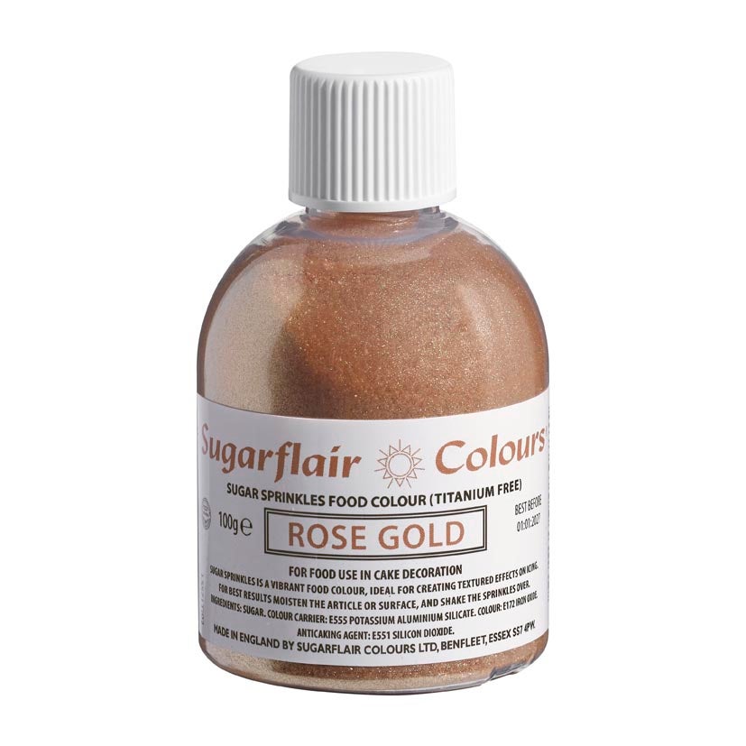 Sugarflair Sugar Sprinkles -Rose Gold- E171 Free 100g