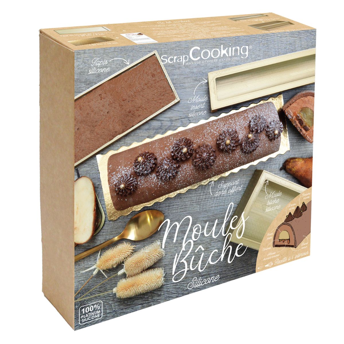 Scrapcooking Siliconen Bakorm Yule Log set/3