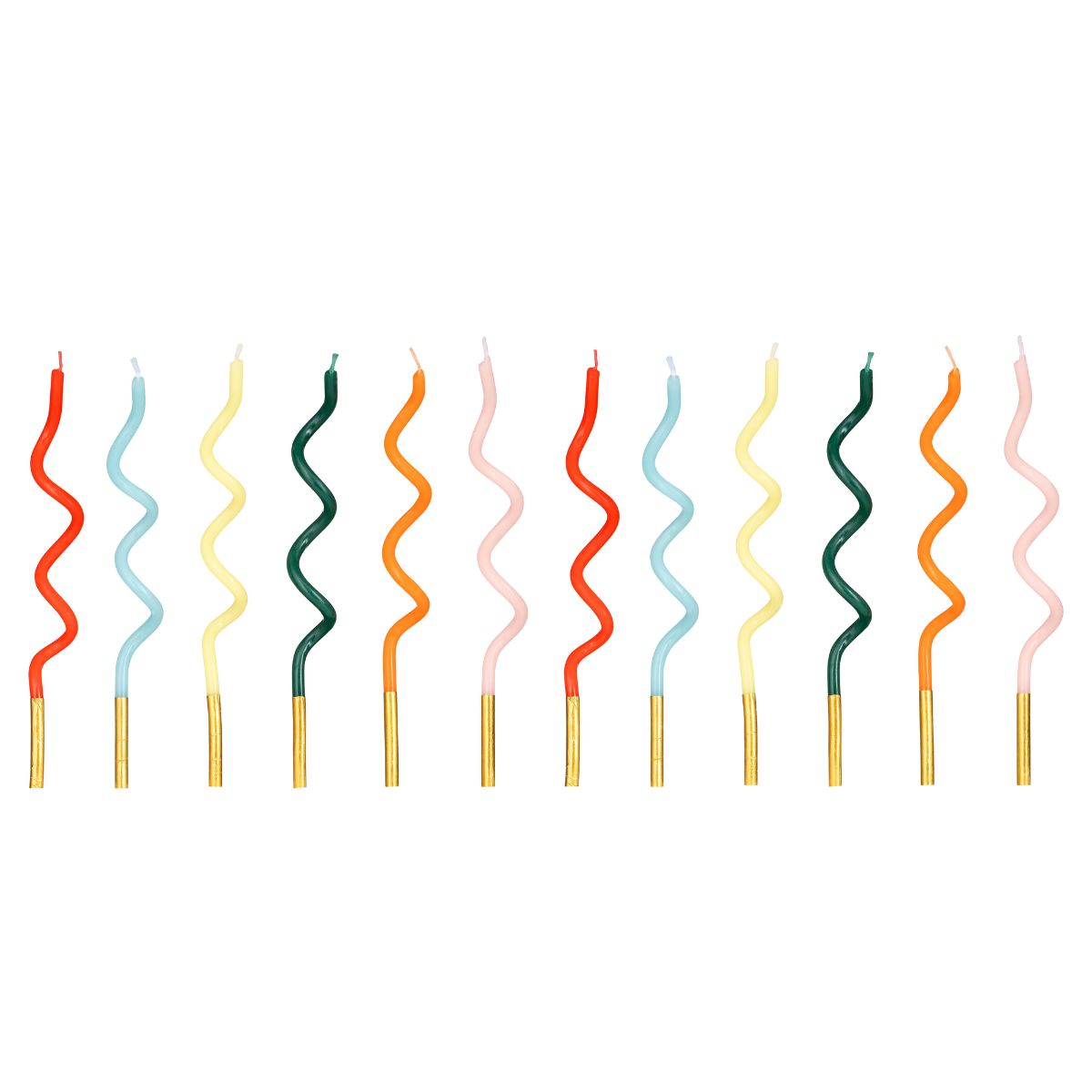 PartyDeco Kaarsen Regenboog Krul 14 cm 12 stuks