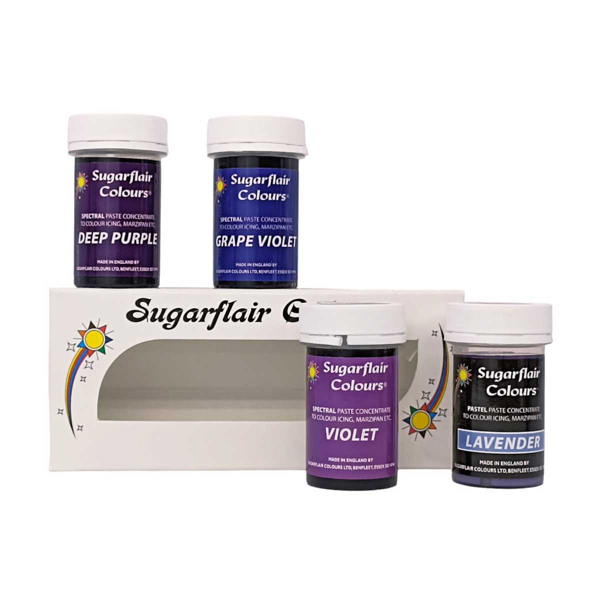 Sugarflair Paste Colour Mix Paars Set/4