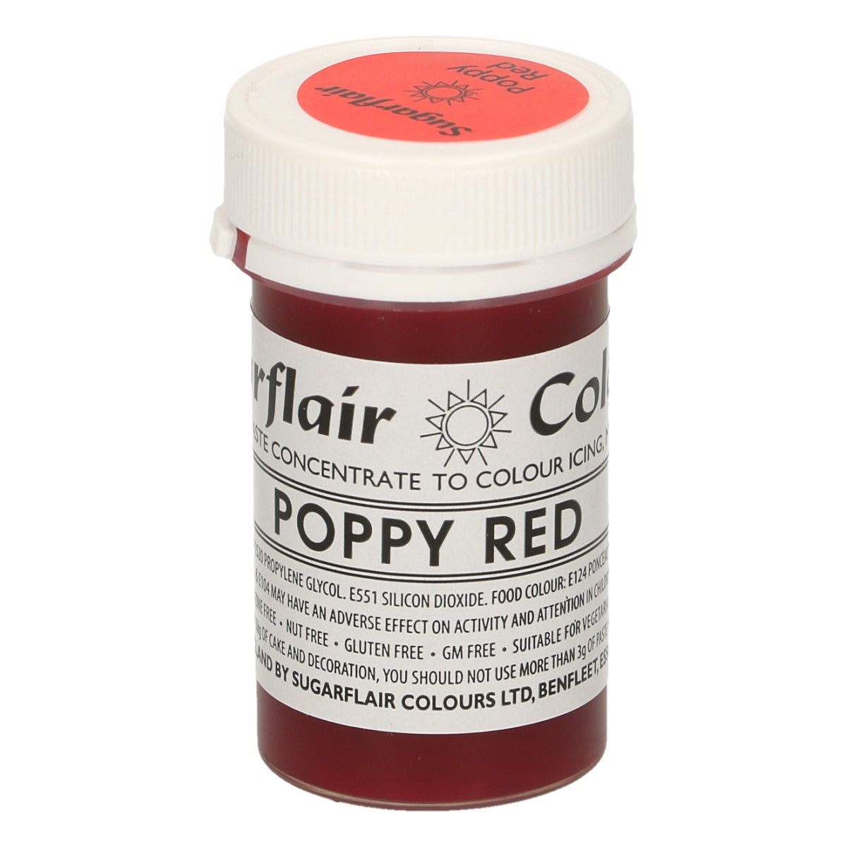 Sugarflair Paste Colour POPPY RED 25g