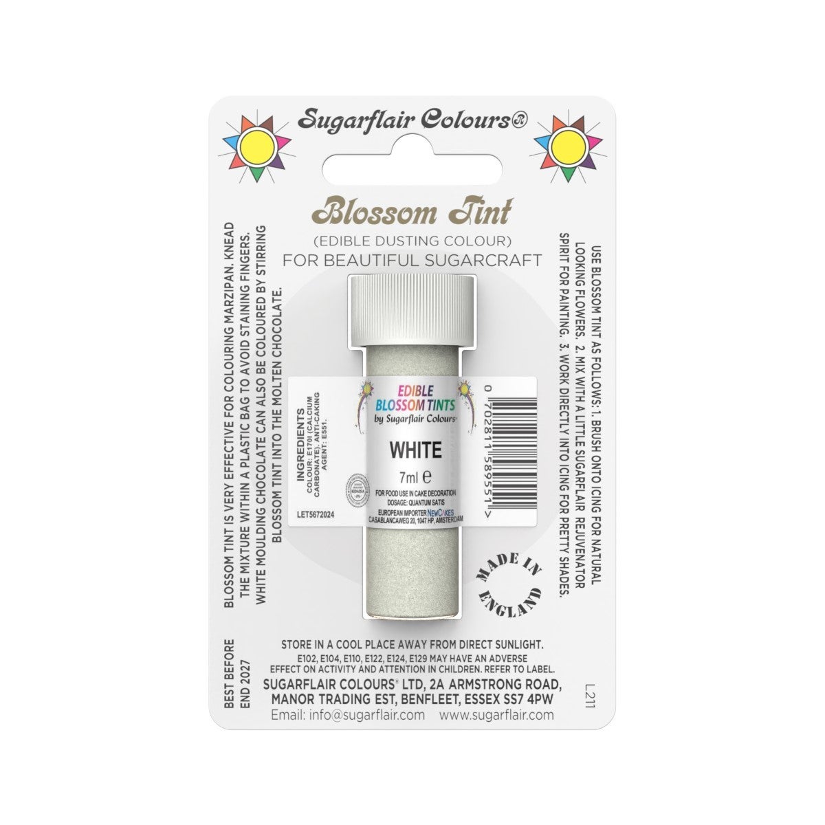 Sugarflair Dusting Colour WHITE, 7ml