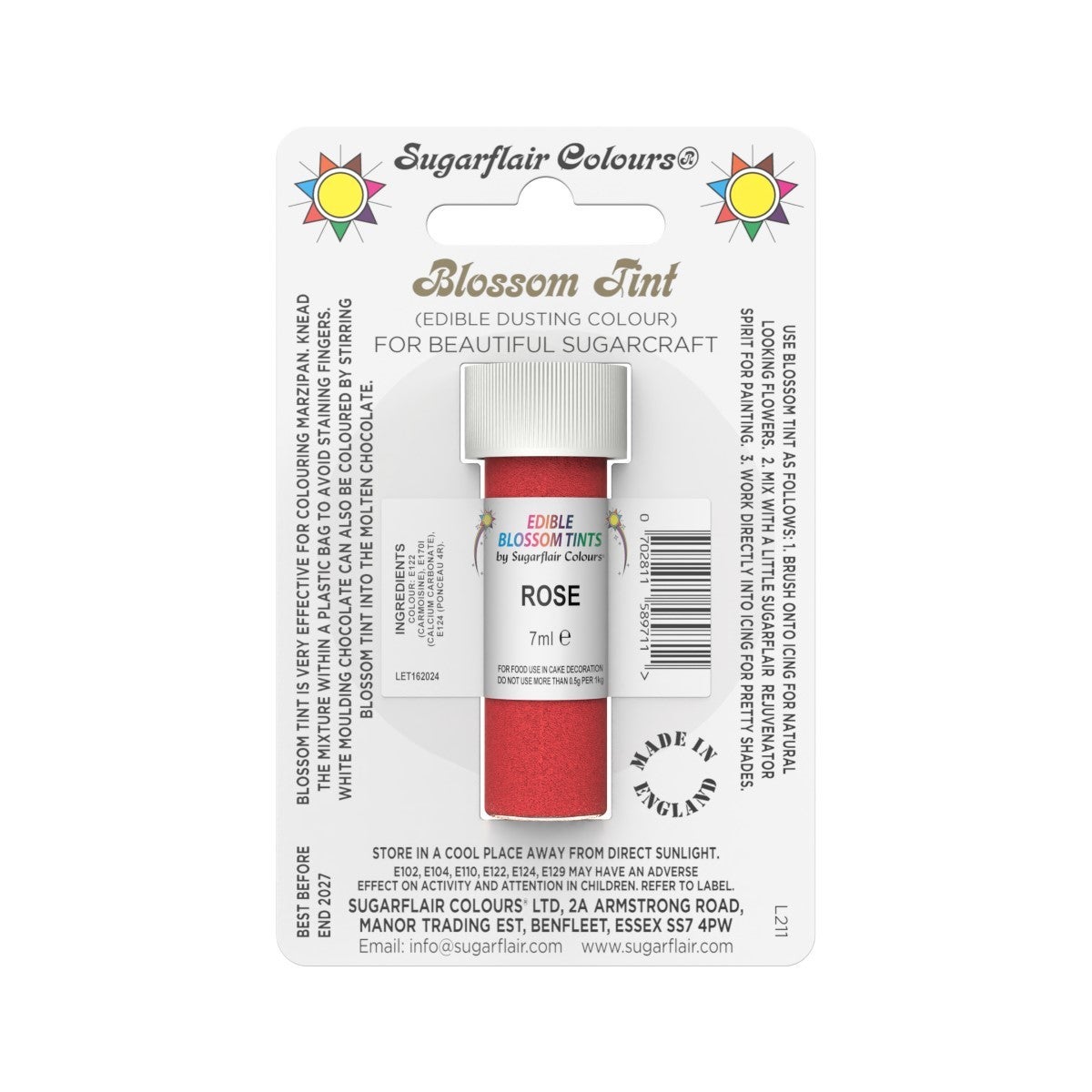 Sugarflair Eetbare Kleurpoeder Roos 7ml