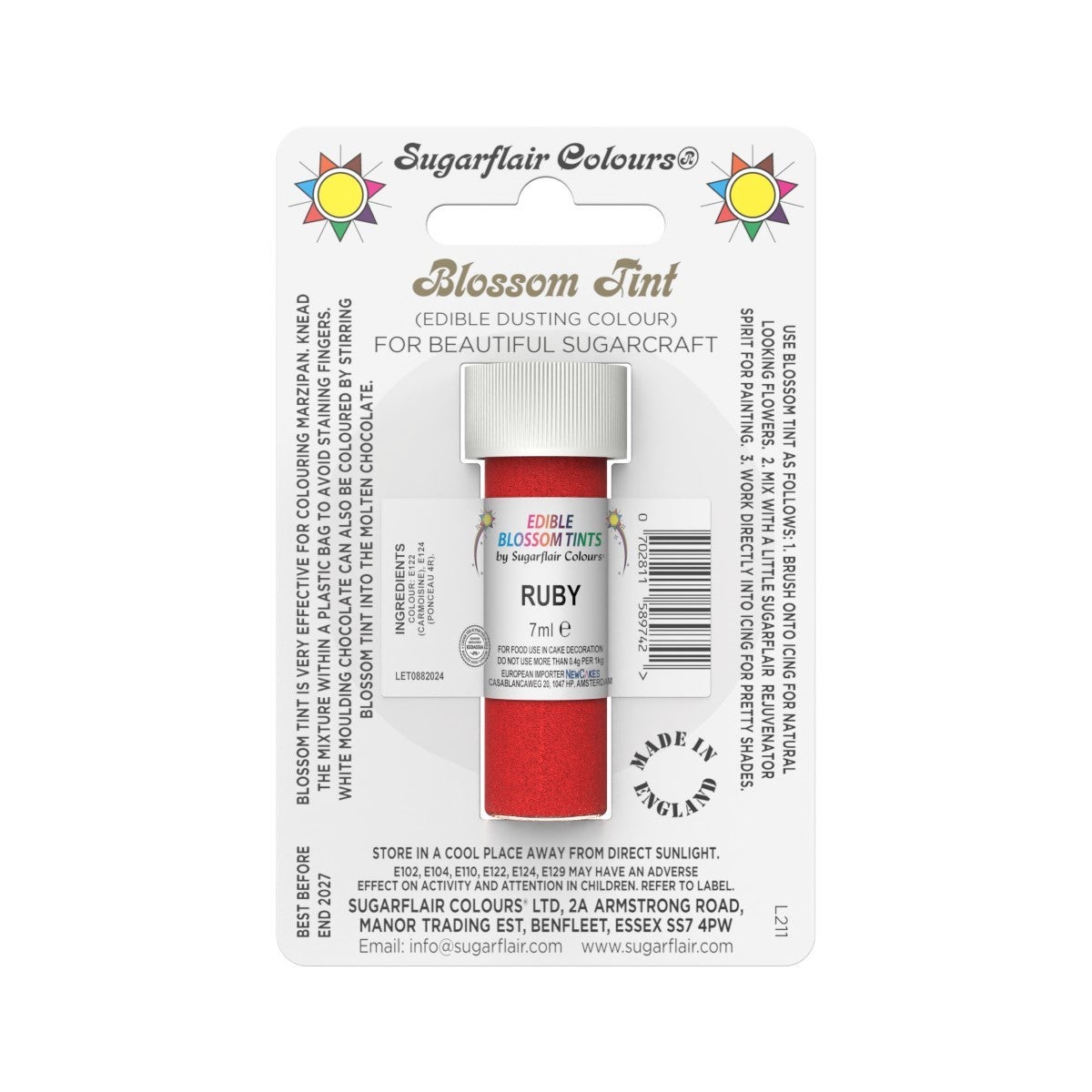 Sugarflair Dusting Colour RUBY, 7ml