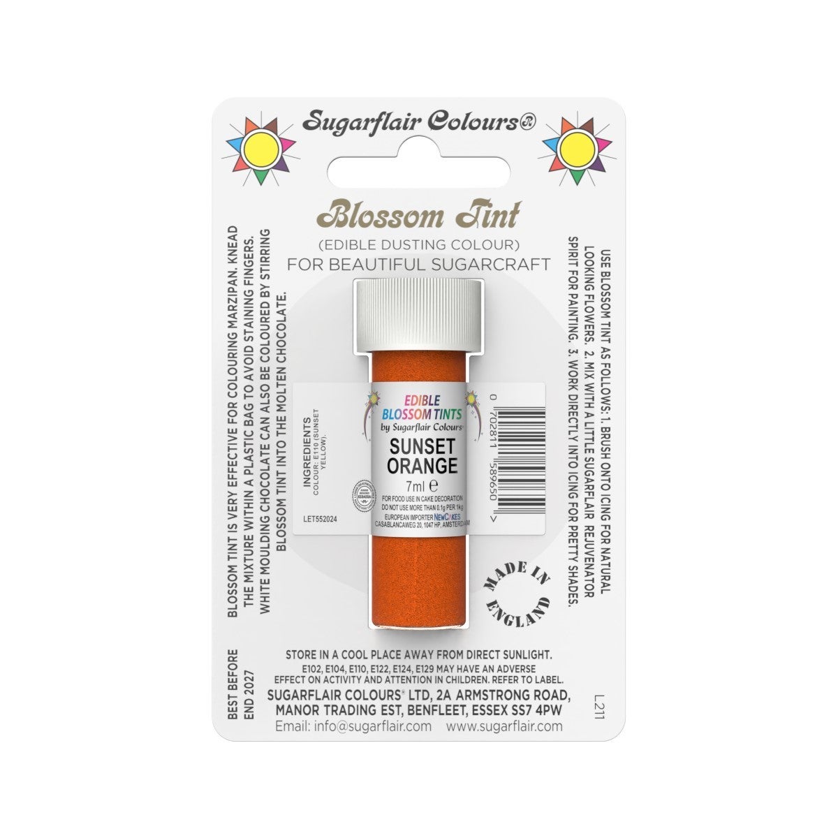 Sugarflair Eetbare Kleurpoeder Zonsondergang Oranje 7ml