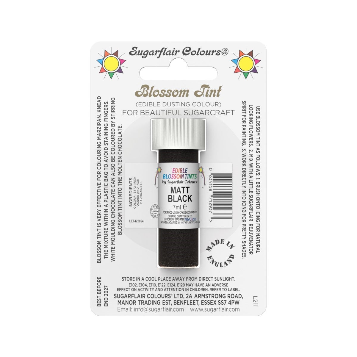 Sugarflair Dusting Colour MATT BLACK, 7ml