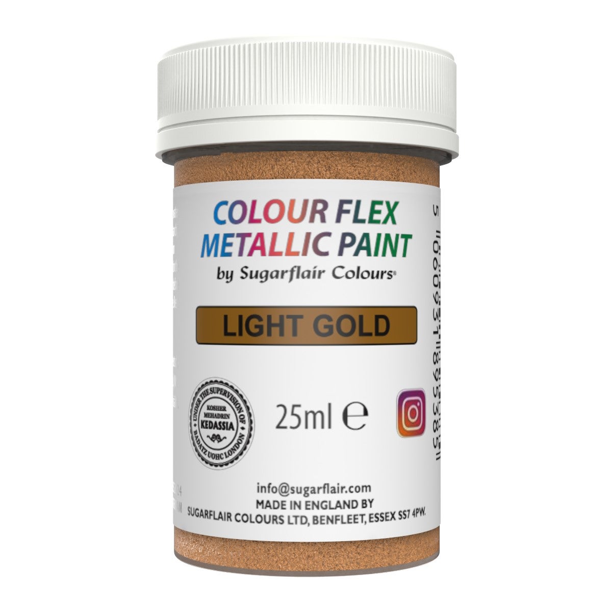 Sugarflair Edible Metallic Paint - Light Gold 25ml