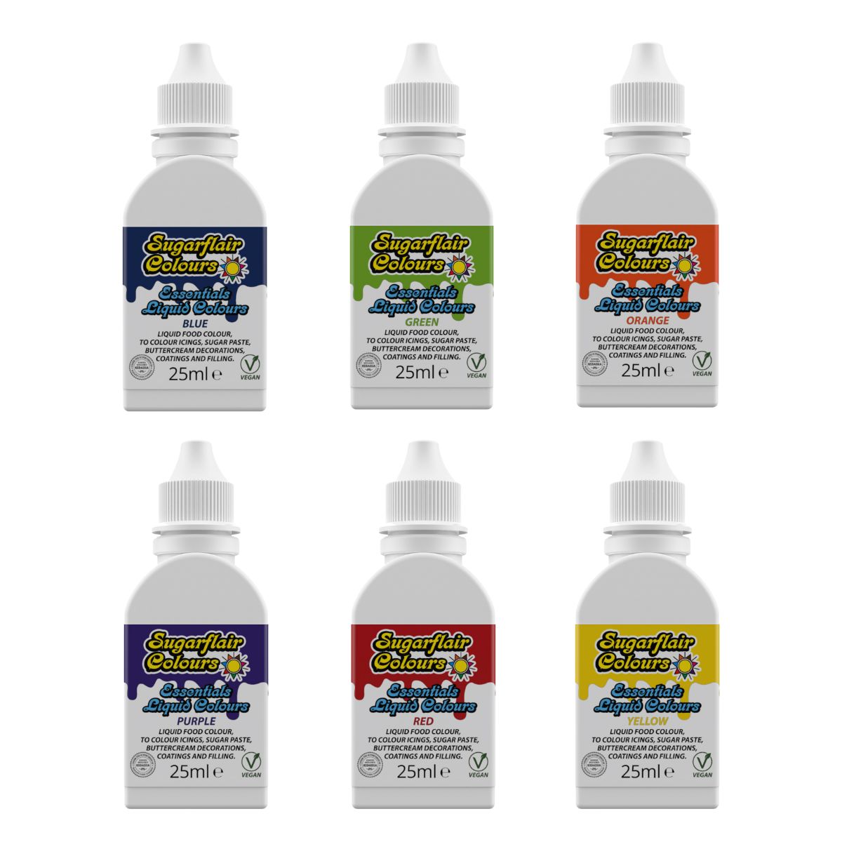 Sugarflair Liquid Colour Regenboog set/6