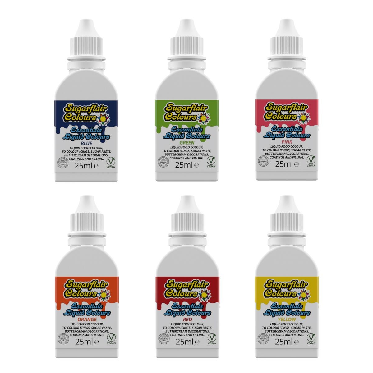 Sugarflair Liquid Colour Populair set/6