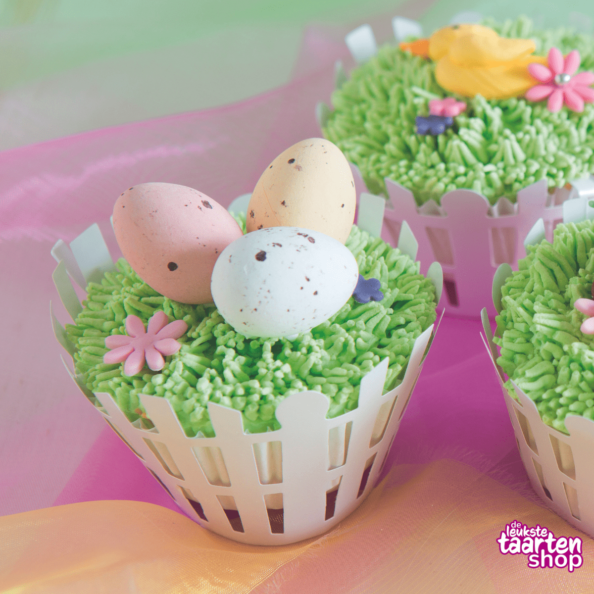 PME Easter Foil-Lined Cupcake Cases – Spring Meadow Design, Set Of 60, Greaseproof Baking Cups