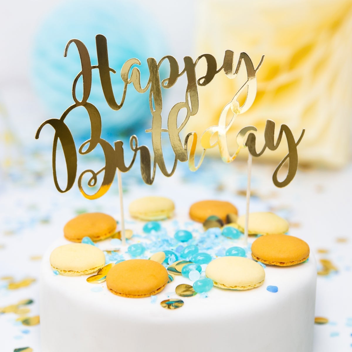Cakeshop 15e verjaardag glitter taarttopper, leeftijd 15 taart topper decoratie, 15e verjaardag - dubbelzijdige 400 g/m² glitterkaart, keuze 14 kleuren en tal van stijlen (goud
